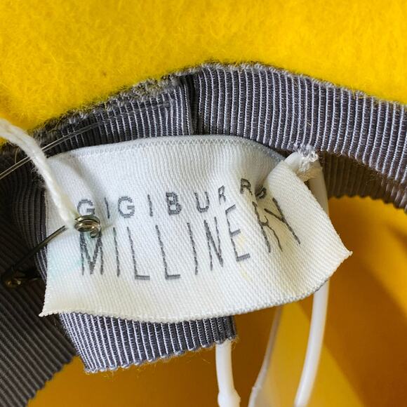 GIGI BURRIS Requiem Yellow Felt Fedora Hat - Picture 6 of 7